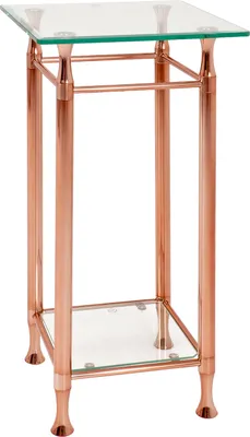 Produktbild von HAKU Beistelltisch Konsole kupfer - Metall, Sicherheitsglas 10 mm, Sicherheitsglas 5 mm, B/H/T: 35x72x35 cm