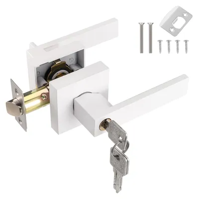 Image de Poignée de porte avec serrure et clé, poignée intérieure de porte, barillet de serrure