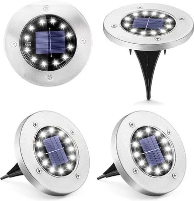 Obrázek produktu pro Venkovní svítidlo – 4 ks – vodotěsné – podlahové svítidlo – solární svítidlo – zahrada – 48 LED diod – vodotěsné – solární svítidlo – zapuštěná svítidla – pro chodníky – terasu – dvůr – trávník – schody