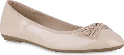 Produktbild von VAN HILL Damen Übergrößen Klassische Ballerina Strass Schleifen Schuhe 841286, Farbe: Nude, Größe: 42