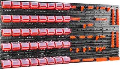 Zdjęcie produktu dla 40 szt. Pudełko z pokrywą + półka ścienna 160 x 80 cm, pudełka do układania w stosy, półka do przechowywania luzem, pojemniki do przechowywania z otwartym frontem, system przechowywania