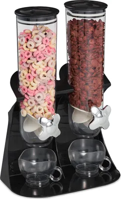 Immagine prodotto di dispenser doppio da 15 litri per muesli, cereali, frutta secca, dolci - dispenser in plastica nera