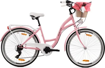 Produktbild von Goetze Mood 26 Zoll City Bike, 17 Zoll Tiefeinsteigerrahmen, 6-Gang Shimano Tourney, V-Bremse, LED-Beleuchtung, Komfortsattel, Rattankorb