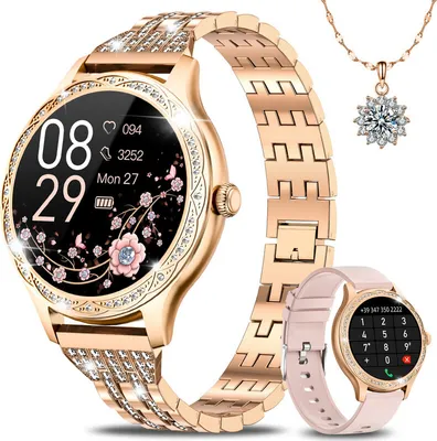 Produktbild von Smartwatch Damen mit Telefonfunktion,1.27" HD-Touchscreen Zoll,mitMenstruationszyklus/Herzfrequenz,für iOS Android, Halskette Damen