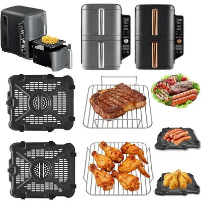 2er-Set Edelstahlroste für Heißluftfritteuse, BPA-frei, für Ninja SL401