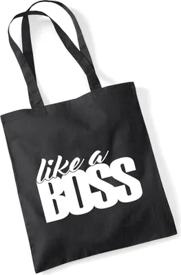 Produktbild von Huuraa Jutebeutel like a Boss Spruch 10 Liter Black Baumwolle Tasche Geschenkidee