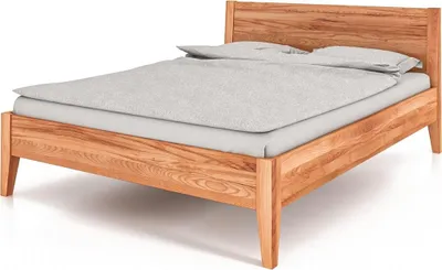 Produktbild von Bett Sydo 7 Sonderlänge 180x210 Kernbuche massiv mit Holzkopfteil und Holzbeinen