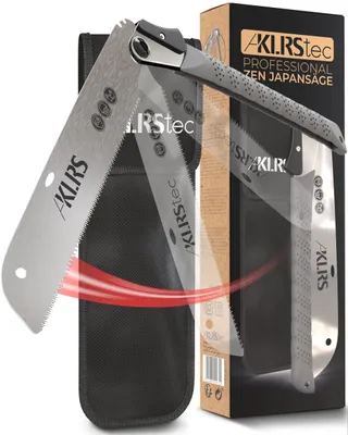 Image de KLRStec Professional Zen Scie japonaise [Kataba] Scie à bois avec lame de 240mm [incl. Clip-Bag] Scie pliante d'extérieur avec Safety Lock en acier au carbone trempé [SK5]