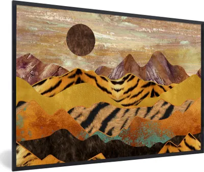 Produktbild von MuchoWow® Gerahmtes Poster Marmor - Tigerdruck - Gold 30x20 cm - Poster mit Schwarzem Bilderrahmen Wandposter Rahmen Foto Bilder - Kunstdruck - Bild-Poster