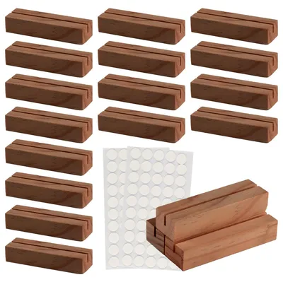 Imagen del producto de Soportes para tarjetas de lugar de madera, para bodas. Incluye 2 hojas de pegatinas de puntos