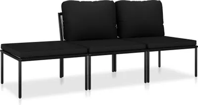Produktbild von vidaXL 3-tlg. Garten-Lounge-Set mit Auflagen Schwarz PVC