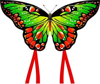 Produktbild von HONBO Schmetterling Drachen Butterfly Kite 120x95cm Green Long Tails