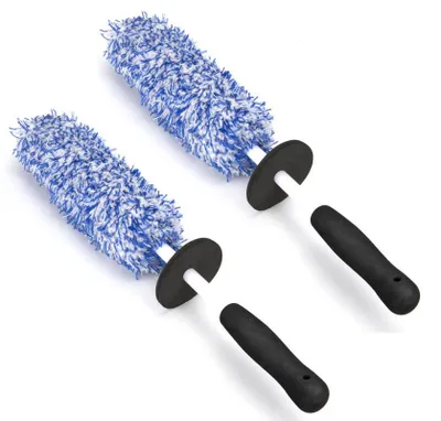 Produktbild von Felgenbš¹rste - 2 Stš¹ck - 2 in 1 Auto Reinigungsbš¹rste mit Mikrofasertuch - 43 cm - Felgenreiniger - Auto Zubeh?r