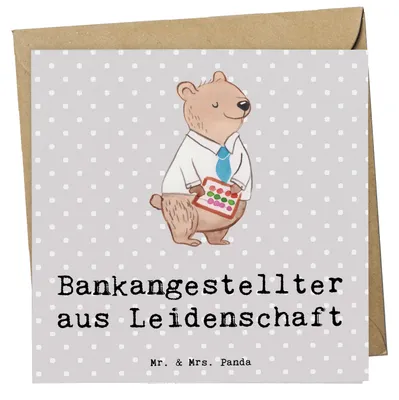 Produktbild von Mr. & Mrs. Panda Glückwunschkarte Bankangestellter Leidenschaft - Grau Pastell - Geschenk, Grußkarte, Spruch, doppelkarte, Klappkarte, Beruf, faltkarte, Bänker, Lustig