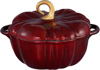 Imagen del producto de Olla holandesa de hierro fundido Silecomplaza, con tapa, para hornear pan - 3,8 litros, esmaltada, color rojo con asas
