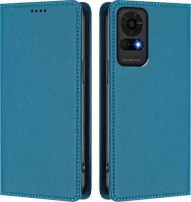 Produktbild von Handyhülle für TCL 50 LE, Kunstleder Klapphülle Stoßfeste Magnetische Hülle mit Ständer Blau