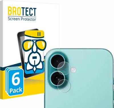 Produktbild von 6x BROTECT Schutzglas für Apple iPhone 16 (NUR Kameraschutz) Schutzfolie Panzer Folie Glas Display Schutz klar