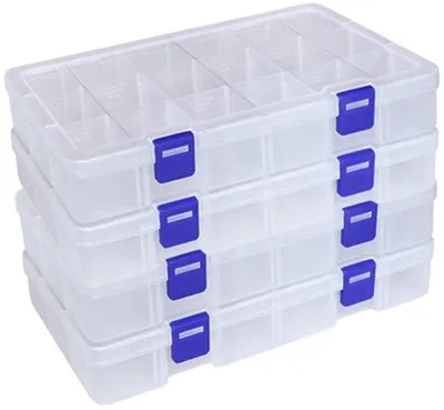 Obrázek produktu pro Nastavitelný třídicí box - 18 přihrádek - průhledný - materiál PP - 22,5 x 12 x 3 cm