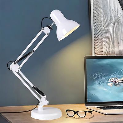 Schreibtischlampen, Tageslichtweiß, 6000K LED, Klemmbar, mit Schwenkarm, Tischleuchte, Retro, Tischlampe, Schreibtischlampe, Weiß
