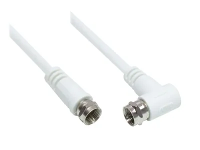 Produktbild von SAT Antennenkabel, F-Stecker gerade an F-Stecker gewinkelt (vernickelt), 2x geschirmt (>85dB / 75 Ohm), CCS, weiß, 5m, Good Connections®