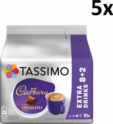 Immagine prodotto di Tassimo Cadbury Kakaogetränk, Schokoladengeschmack,5 x 10 T-Discs / Portionen
