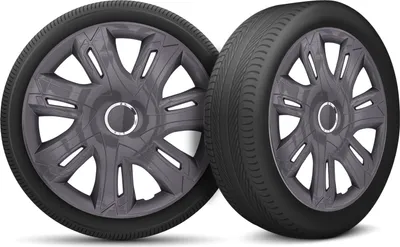 Produktbild von Auto Radkappen Radzierblenden 4er Set passend für alle Stahlfelgen - einstellbarer Sicherungsring - 15 Zoll - Graphit