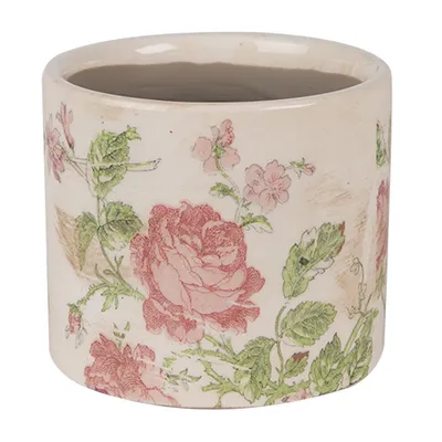 Immagine prodotto di Vaso da fiori Clayre & Eef Ø 11x9 cm Fiori in Vetroceramica rosa beige