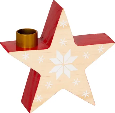 Produktbild von Sternförmiger Kerzenständer aus Holz für Stabkerzen - Lichterhelle Weihnachten