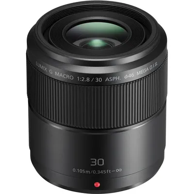 Zdjęcie produktu dla Panasonic Lumix G Macro 30mm / F2.8 ASPH. / MEGA O.I.S., Obiektyw makro, 9/9, Stabilizator obrazu, Mikro Cztery Trzecie (MFT)
