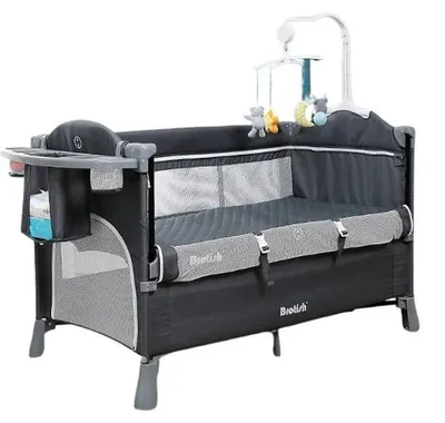 Immagine prodotto di Lettino 3 in 1 - Lettino da viaggio - Lettino affiancabile - Pannello di protezione - Carillon - Contenitore - 126 cm × 70 cm × 76 cm