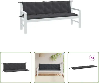 Produktbild von The Living Store Gartenbank-Auflagen 2 Stk. Melange Anthrazit 180x50x7 cm Stoff