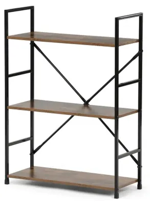 Produktbild von Regal GD-223 OLW mit 3 Ablagen, Antikholzoptik, Schwarz, Metallgestell, 59x81x24 cm