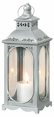 Metall-Laterne silber 34 cm für Kerzen Außenbereich
