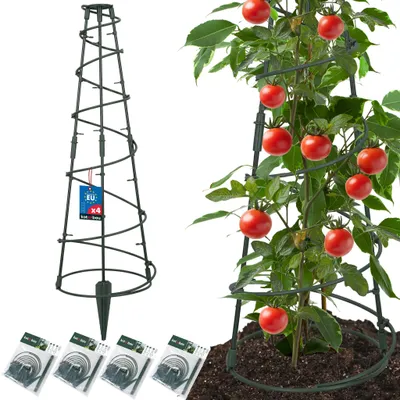 Image de KOTARBAU® Lot de 4 tuteurs modulaires ⌀25 cm, coniques, hauteur 60 cm. Treillis pour plantes grimpantes et légumes, tuteurs pour tomates, tuteurs en plastique