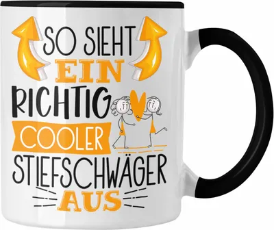 Produktbild von Trendation - So Sieht Ein Richtig Cooler Stiefschwäger Aus Geschenk Tasse Lustiger Spruch Geschenkidee (Schwarz)