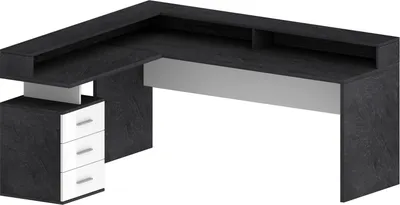 Produktbild von Schreibtisch Dcerretell, Eckschreibtisch mit Platte, Mehrzweck-Büroschreibtisch, 180x90h160 cm, Weiß und Schiefer