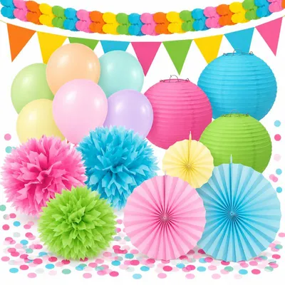 Produktbild von Partyset Pastell Geburtstagsdeko Kindergeburtstag Geburtstag Party Fasching
