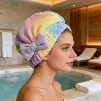 Produktbild von Saugfähiges Haartuch Mit Schleifen Design Schleifen-Design Kopfturban