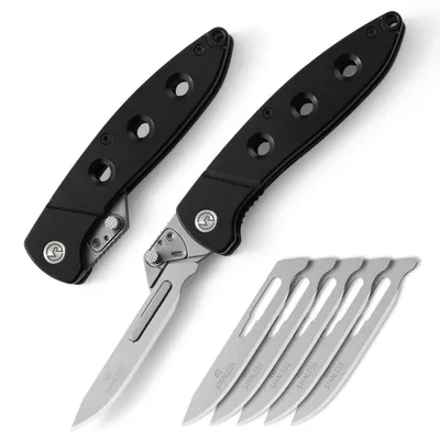 Produktbild von Klappmesser Skalpell-Taschenmesser mit 6 Klingen #60, Schwarz
