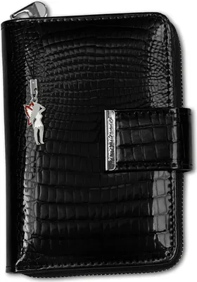 Produktbild von Jennifer Jones RFID Blocker echtes Leder Croco Optik Damen Frauen Brieftasche schwarz 9x3x12cm inkl. Feeanhänger D2OPJ711S