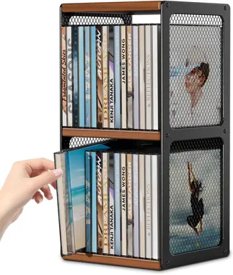 Produktbild von CD-Ständer - Holzablage für CDs - Aufbewahrungsbox für CDs und DVDs - Halterung