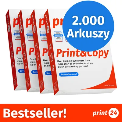 Zdjęcie produktu dla NOWOŚĆ: print24 Papier do drukarek i kopiarek, 2000 arkuszy, 4 x 500, A4, Premium, ekstra biały, CIE 160, Zwycięzca testów, Certyfikat PEFC