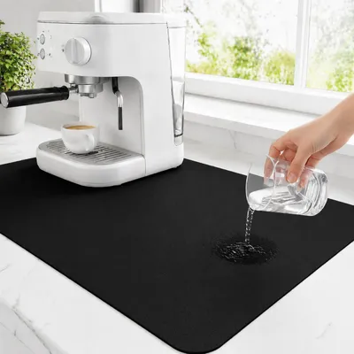 Produktbild von Abtropfmatte - Rutschfest - Für Geschirr und Kaffeemaschinen - 30x50 cm - Schwarz