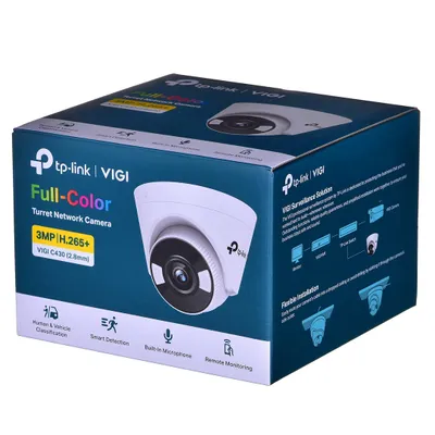 Produktbild von TP-Link VIGI C430, IP-Sicherheitskamera, Innen & Außen, Kabelgebunden, Zimmerdecke, Schwarz, Weiß, Turret