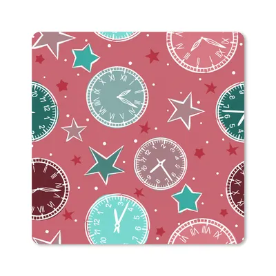 Produktbild von MuchoWow® Mauspad Mousepad Uhr - Rosa - Muster - Sterne 30x30 cm - Mousepads - Maus Mat - Pad - Mausunterlage - Gaming