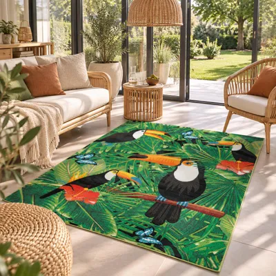 Produktbild von Designer Teppich Faro Tukan Tropical Grün, Größe:160x230 cm