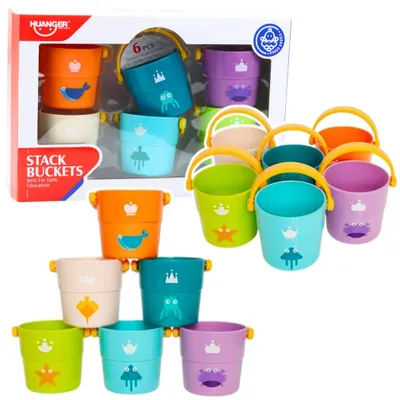 Produktbild von LeanToys 6-Teiliges Farbiges Badeeimer-Set Mit Löchern