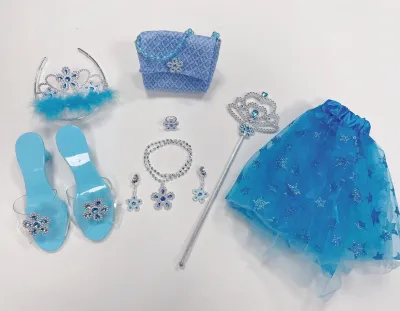 Produktbild von Prinzessinnen-Set blau, Rock, Hausschuhe, Handtasche