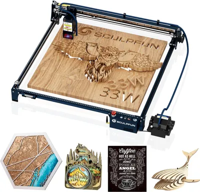 Produktbild von SCULPFUN S30 Ultra 33W gravírovací stroje, 600x600mm velká gravírovací plocha, s aktualizovanou 32bitovou základní deskou a automatickou sadou pro podporu vzduchu