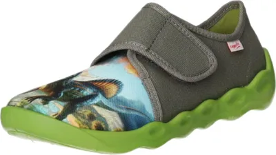 Produktbild von Superfit Kinder-Hausschuh BUBBLE Dinosaurier Grün-Grau-Mehrfarbig, Farbe:grau, EU Größe:33